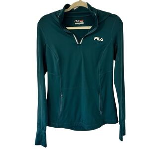 Green Fila Quarter Zip Athletic Top Hoodie Workout Shirt Women’s Size Small/ XS